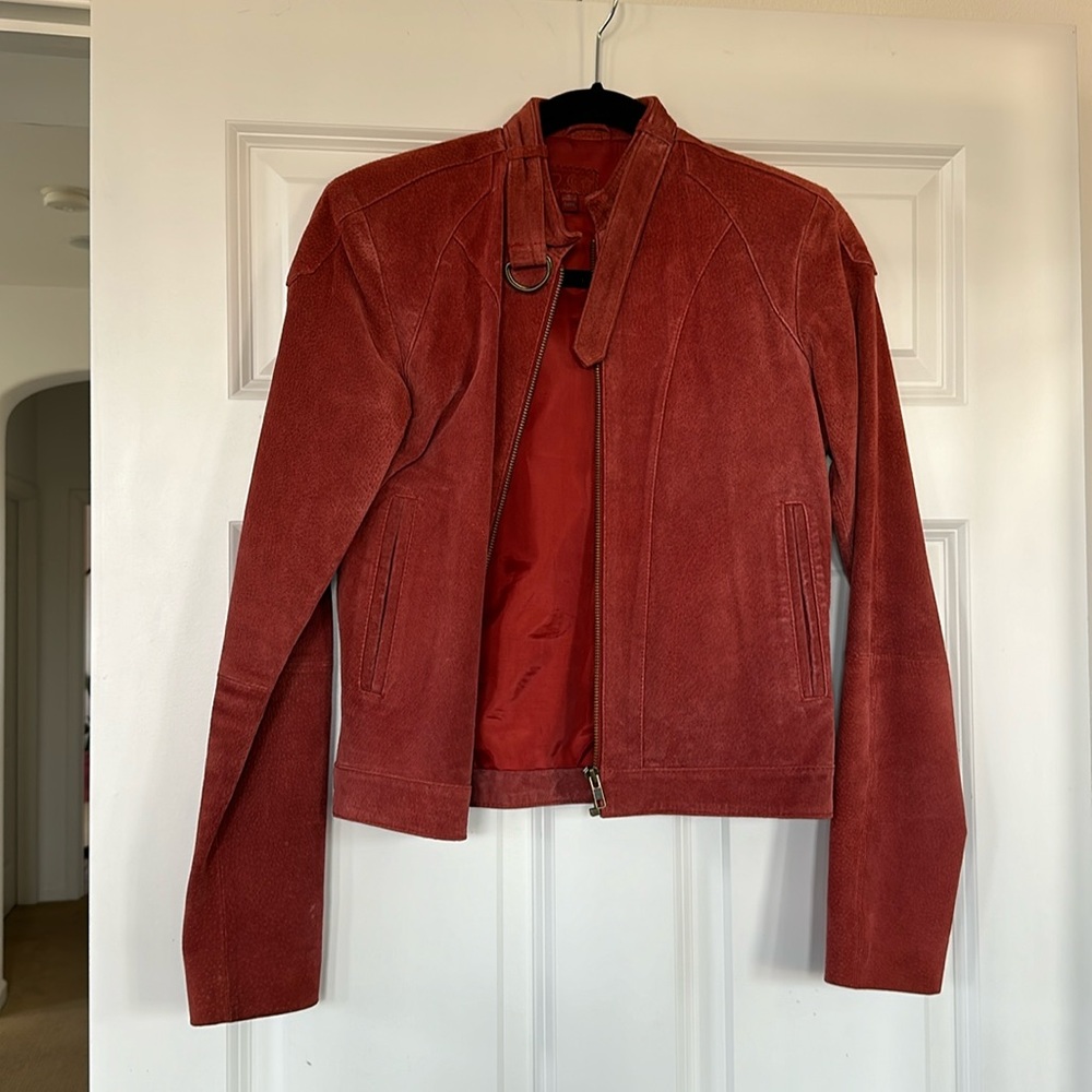 Suede Rusty Red Leather Jacket